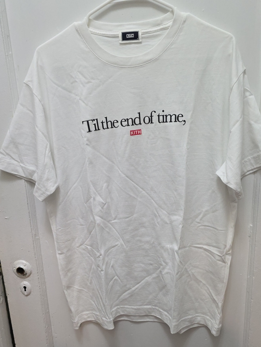 Kith White Short‑Sleeve 'Til the end of time' Graphic Tee with Red Logo